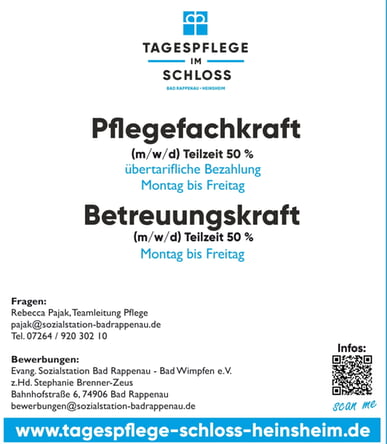 Pflegefachkraft 50% und Betreuungskraft 50% f&uuml;r unsere Tagespflege