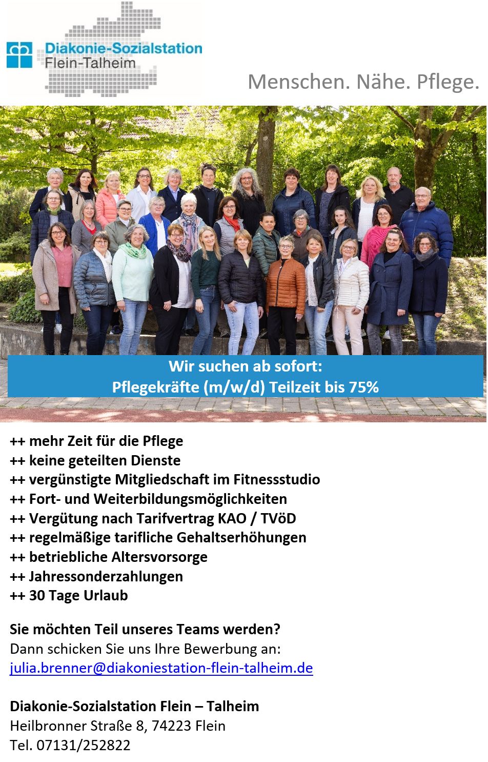 Stellenanzeige PFK zu sofort 2025