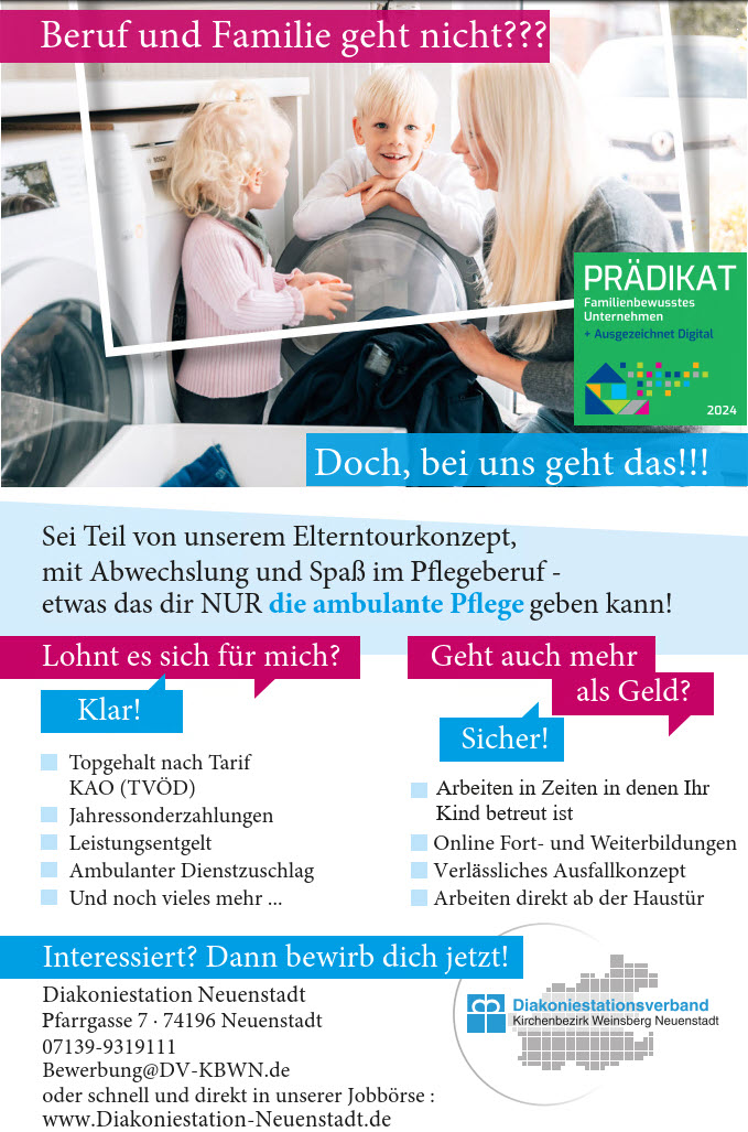 Stellenanzeige Elterntour Pflegepersonal